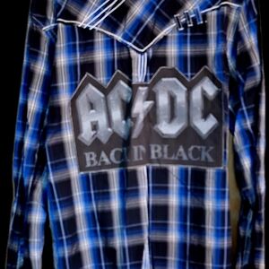 BKE Blue and Gray Plaid Slim Fit Shirt